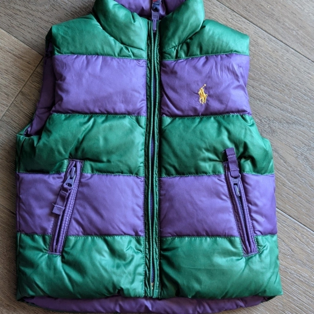 Ralph Lauren Green and Purple Puffer Vest